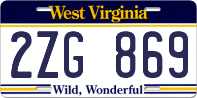 WV license plate 2ZG869