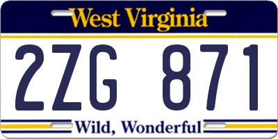 WV license plate 2ZG871