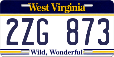 WV license plate 2ZG873