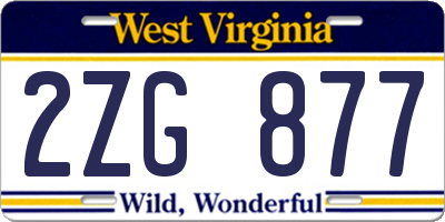 WV license plate 2ZG877