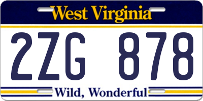 WV license plate 2ZG878