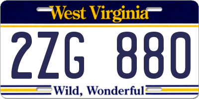 WV license plate 2ZG880