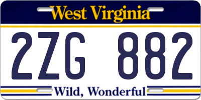 WV license plate 2ZG882