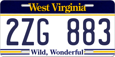 WV license plate 2ZG883