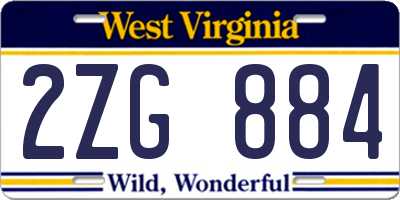 WV license plate 2ZG884
