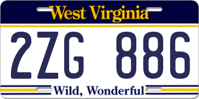 WV license plate 2ZG886