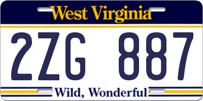 WV license plate 2ZG887