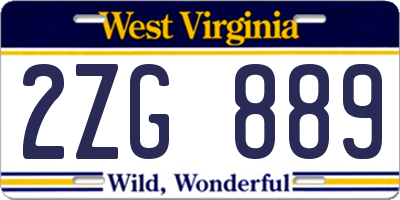 WV license plate 2ZG889