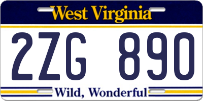 WV license plate 2ZG890