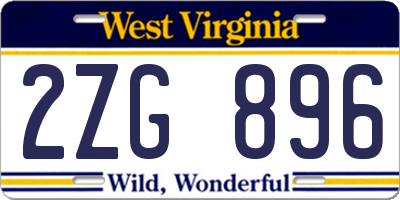 WV license plate 2ZG896