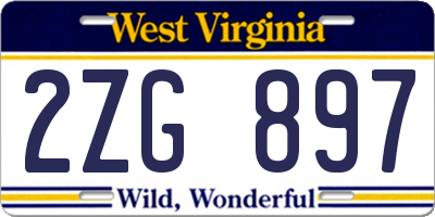 WV license plate 2ZG897