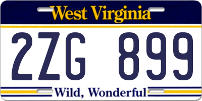 WV license plate 2ZG899