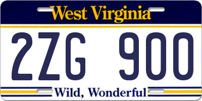 WV license plate 2ZG900