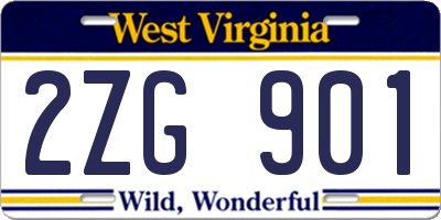WV license plate 2ZG901