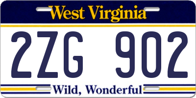 WV license plate 2ZG902