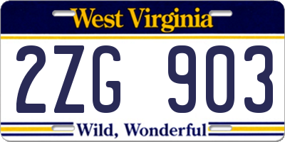 WV license plate 2ZG903