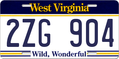 WV license plate 2ZG904