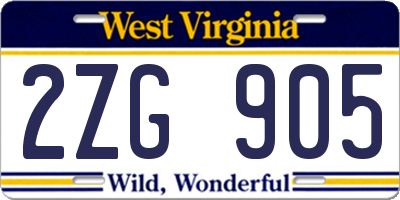 WV license plate 2ZG905