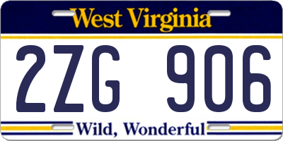 WV license plate 2ZG906