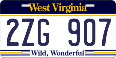 WV license plate 2ZG907