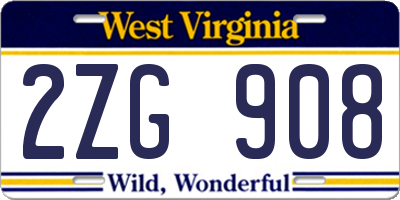 WV license plate 2ZG908