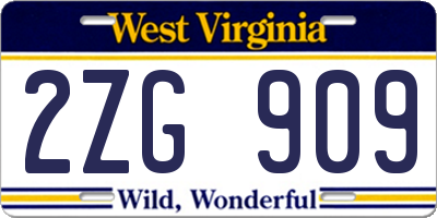 WV license plate 2ZG909