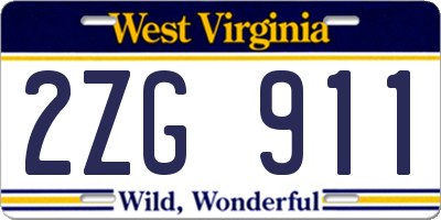WV license plate 2ZG911