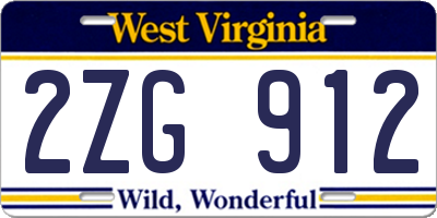 WV license plate 2ZG912