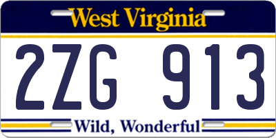 WV license plate 2ZG913