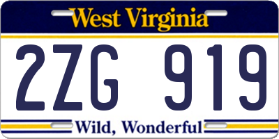 WV license plate 2ZG919
