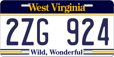 WV license plate 2ZG924