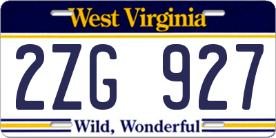 WV license plate 2ZG927