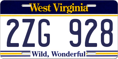 WV license plate 2ZG928