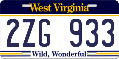 WV license plate 2ZG933