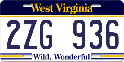 WV license plate 2ZG936