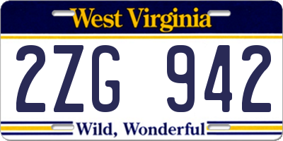 WV license plate 2ZG942