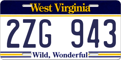 WV license plate 2ZG943