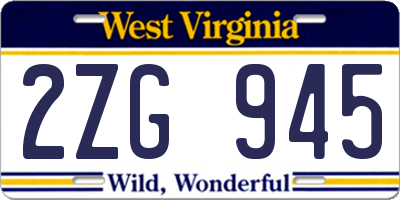 WV license plate 2ZG945