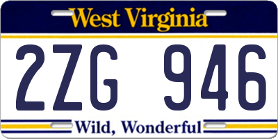 WV license plate 2ZG946