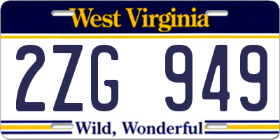 WV license plate 2ZG949