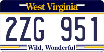 WV license plate 2ZG951