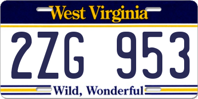 WV license plate 2ZG953