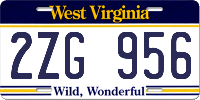 WV license plate 2ZG956