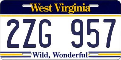 WV license plate 2ZG957