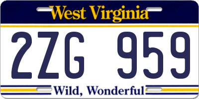 WV license plate 2ZG959