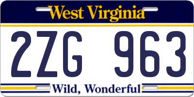 WV license plate 2ZG963