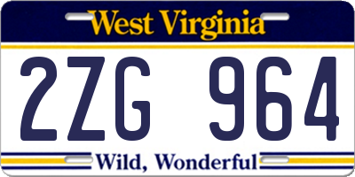 WV license plate 2ZG964