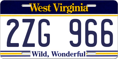 WV license plate 2ZG966