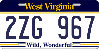 WV license plate 2ZG967