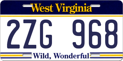 WV license plate 2ZG968